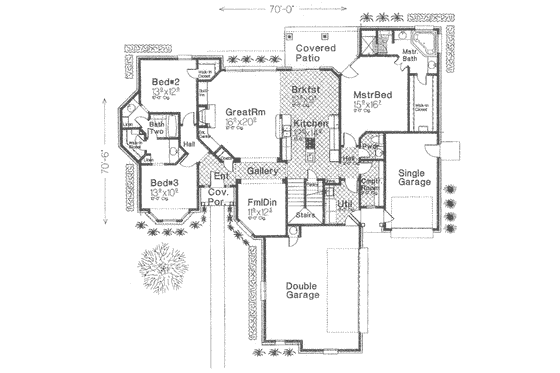 Floor Plan - Main Floor for European House Plan #310-357 - 3 bed, 2.5 bath