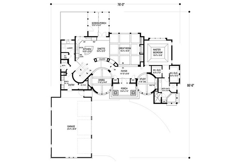 Dream House Plan - Floor Plan - Main Floor for Traditional House Plan #56-595 - 4 bed, 3.5 bath