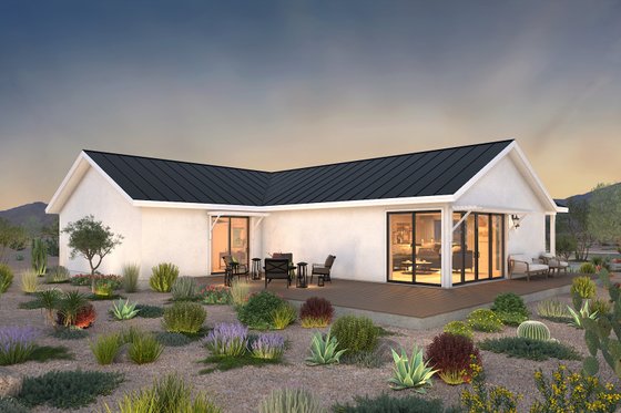 Exterior - Rear Elevation 1 for Ranch House Plan #497-12 - 3 bed, 2 bath