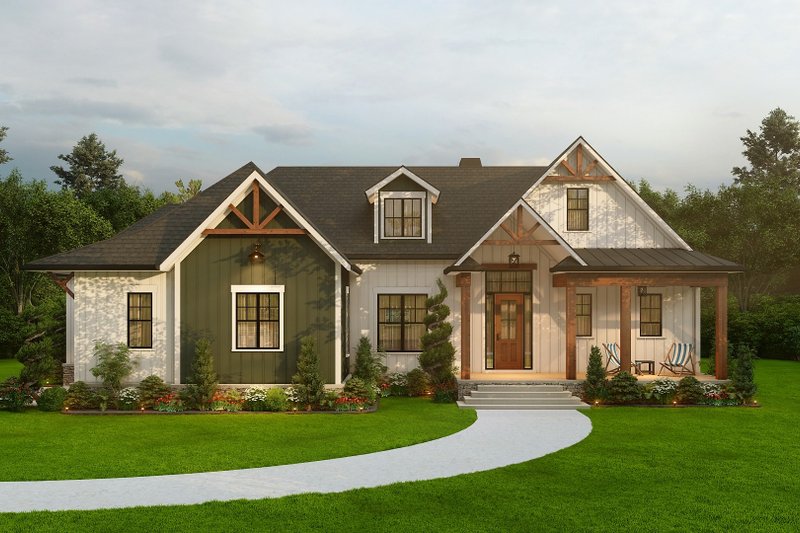 House Design - Exterior - Front Elevation 5 for Ranch House Plan #54-565 - 3 bed, 2.5 bath