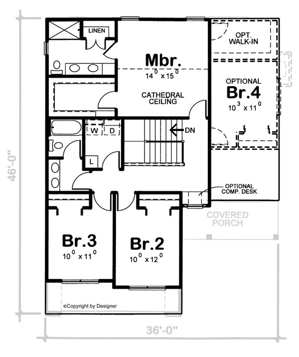 Traditional Floor Plan - Upper Floor Plan #20-2087