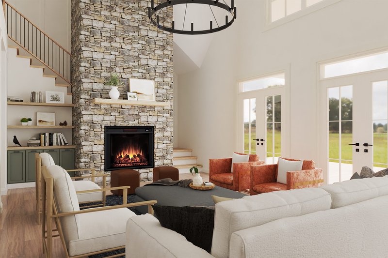 Architectural House Design - Interior - Family Room 1 for Farmhouse House Plan #119-445 - 3 bed, 2.5 bath