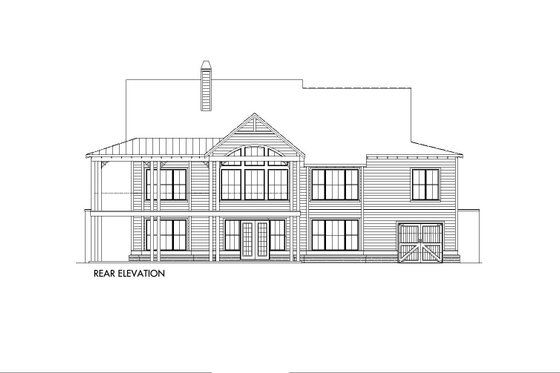 Exterior - Rear Elevation for Farmhouse House Plan #54-394 - 3 bed, 2.5 bath