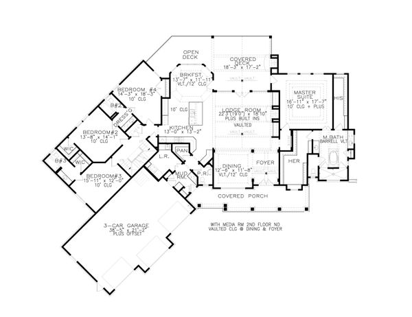 Dream House Plan - Craftsman Floor Plan - Main Floor Plan #54-381