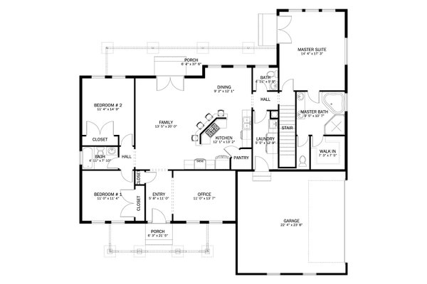 Architectural House Design - Ranch Floor Plan - Main Floor Plan #1060-376
