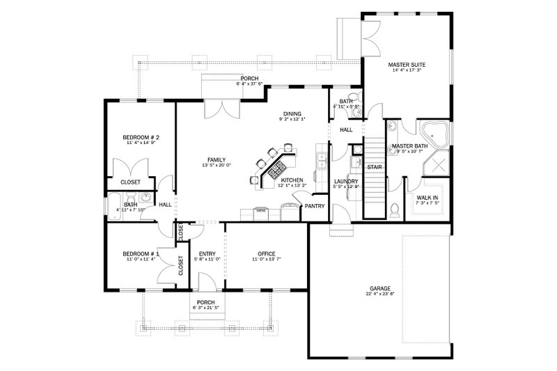 House Blueprint - Floor Plan - Main Floor for Ranch House Plan #1060-376 - 3 bed, 2.5 bath