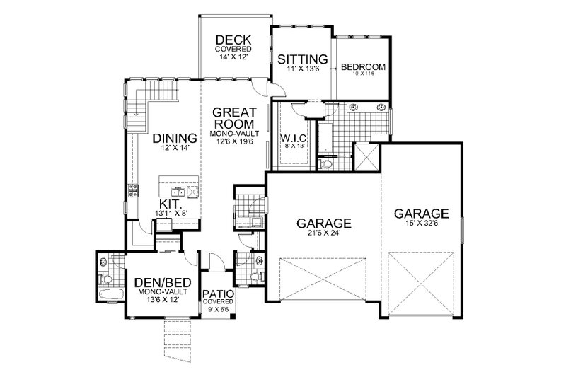 Home Plan - Floor Plan - Main Floor for Contemporary House Plan #112-201 - 2 bed, 2.5 bath