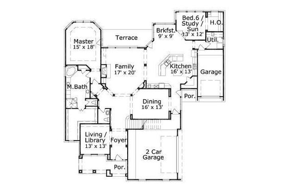 Floor Plan - Main Floor for European House Plan #411-205 - 5 bed, 3 bath