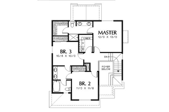 Floor Plan - Upper Floor for Traditional House Plan #48-136 - 3 bed, 2.5 bath