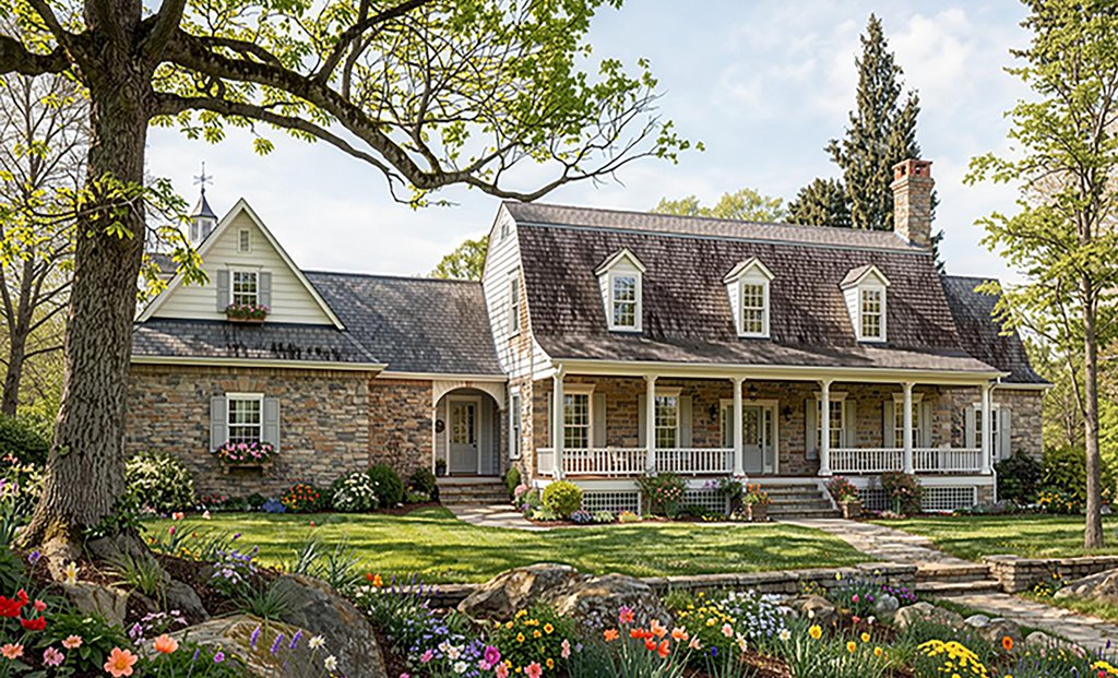 Exterior - Front Elevation 2 for Colonial House Plan #137-220 - 4 bed, 4.5 bath