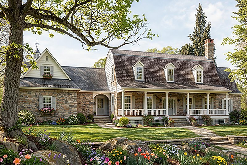 Exterior - Front Elevation 2 for Colonial House Plan #137-220 - 4 bed, 4.5 bath