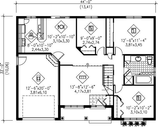 Home Plan - Ranch Floor Plan - Main Floor Plan #25-1050