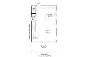 Floor Plan - Main Floor for Craftsman House Plan #932-1249 - 1 bed, 1.5 bath