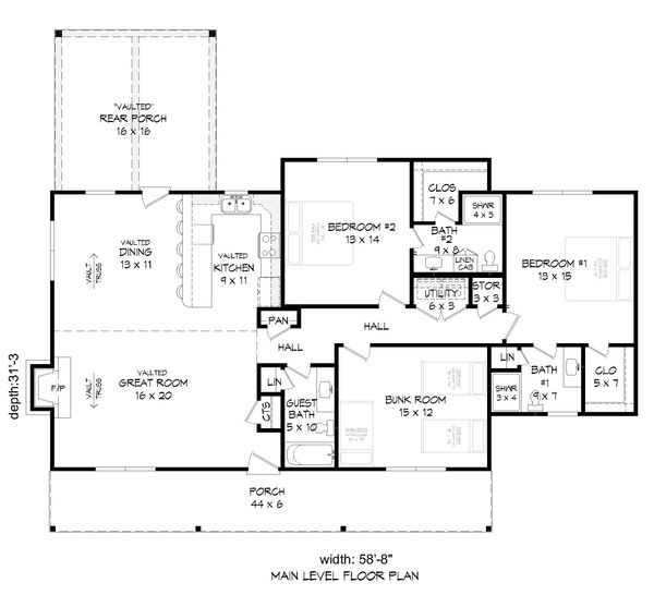House Plan Design - Country Floor Plan - Main Floor Plan #932-76