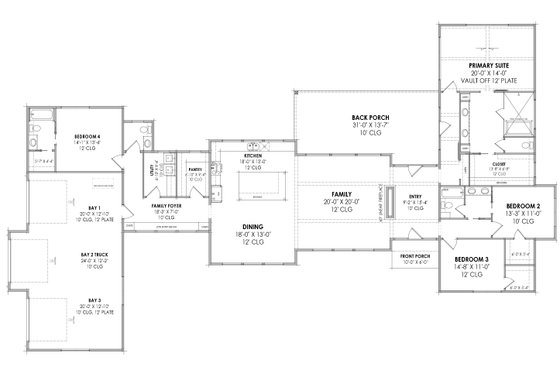 Floor Plan - Main Floor for Modern House Plan #1096-56 - 4 bed, 3.5 bath