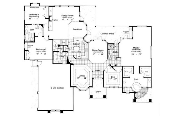 Floor Plan - Main Floor for Mediterranean House Plan #417-377 - 4 bed, 4 bath