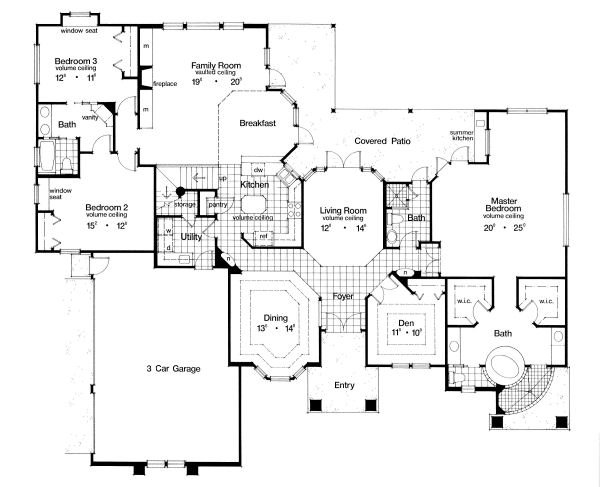 Floor Plan - Main Floor for Mediterranean House Plan #417-377 - 4 bed, 4 bath
