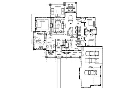 Floor Plan - Main Floor for Craftsman House Plan #1069-12 - 4 bed, 3.5 bath