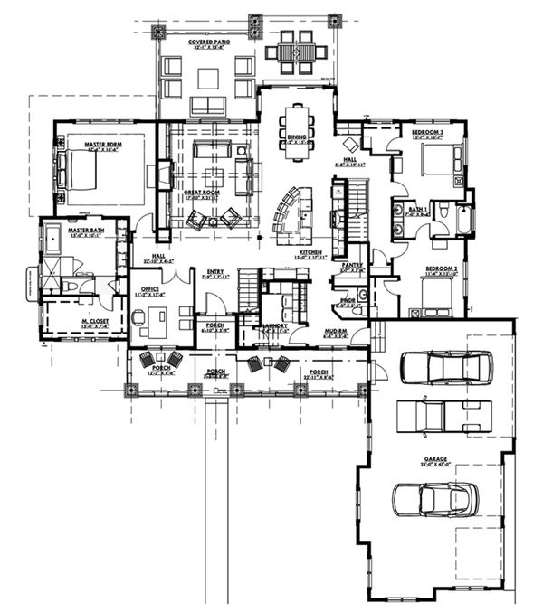 Craftsman Floor Plan - Main Floor Plan #1069-12