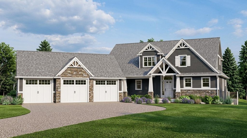 Exterior - Front Elevation 2 for Craftsman House Plan #1064-17 - 3 bed, 3.5 bath