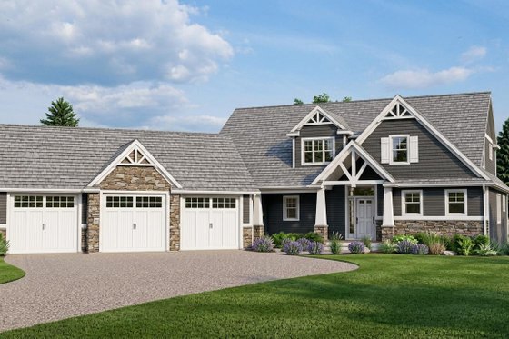 Exterior - Front Elevation for Craftsman House Plan #1064-17 - 3 bed, 3.5 bath