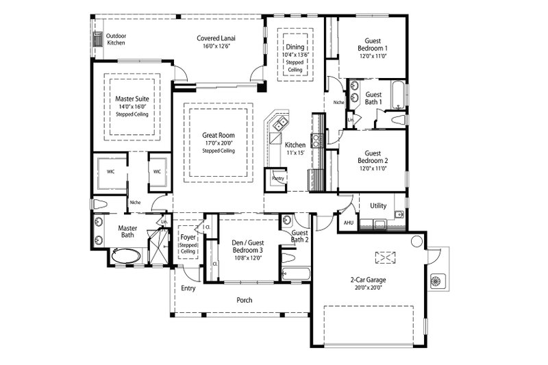 Architectural House Design - Floor Plan - Main Floor for Farmhouse House Plan #938-140 - 4 bed, 3 bath