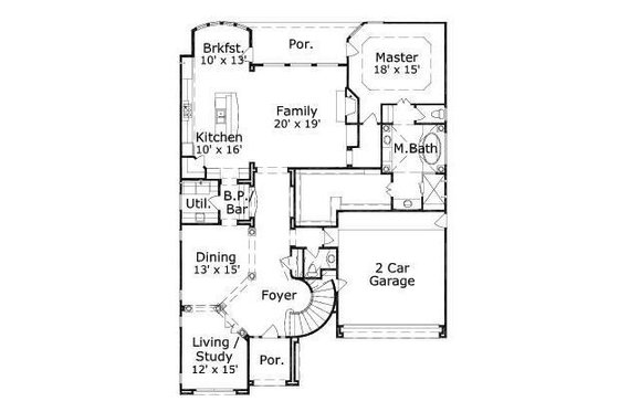 Floor Plan - Main Floor for European House Plan #411-500 - 4 bed, 4.5 bath
