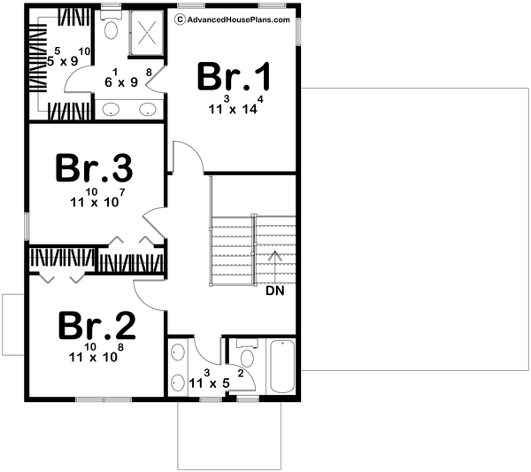 Dream House Plan - Floor Plan - Upper Floor for Traditional House Plan #455-782 - 3 bed, 2.5 bath