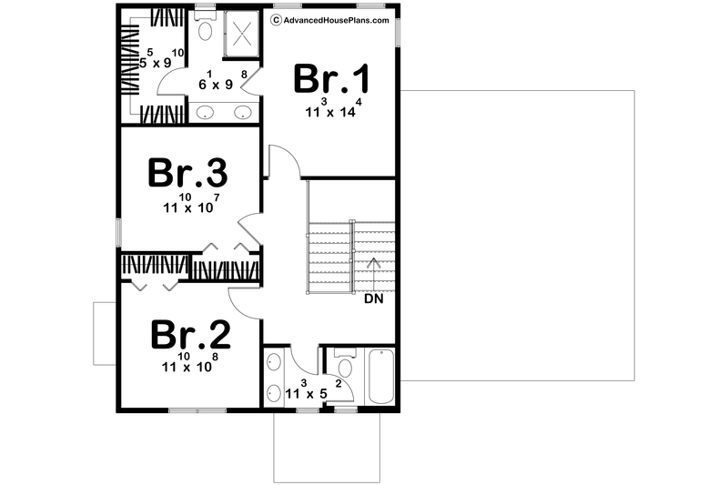 Dream House Plan - Floor Plan - Upper Floor for Traditional House Plan #455-782 - 3 bed, 2.5 bath