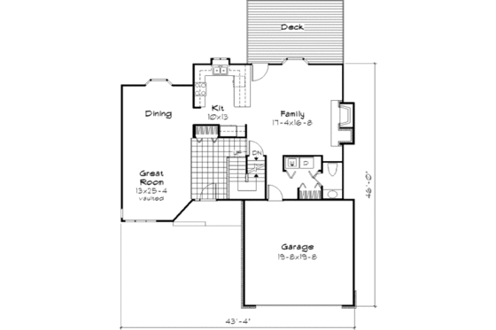 Floor Plan - Main Floor for Traditional House Plan #320-378 - 3 bed, 2.5 bath