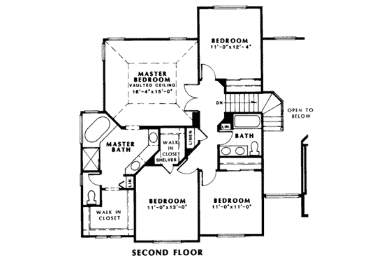 Floor Plan - Upper Floor for Bungalow House Plan #312-369 - 4 bed, 2.5 bath