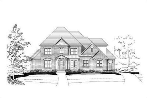 Exterior - Front Elevation for European House Plan #411-674 - 4 bed, 3.5 bath