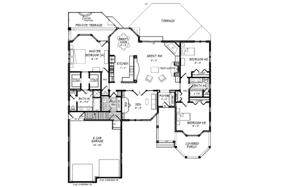 Floor Plan - Main Floor for Colonial House Plan #440-4 - 4 bed, 3.5 bath