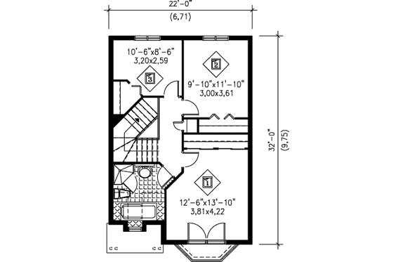 Floor Plan - Upper Floor for Traditional House Plan #25-4244 - 3 bed, 1.5 bath