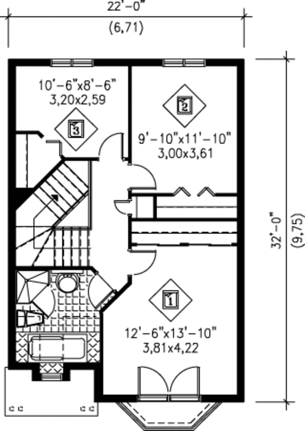 Traditional Floor Plan - Upper Floor Plan #25-4244