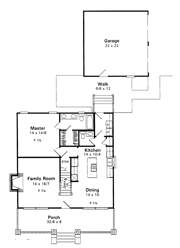 Architectural House Design - Country Floor Plan - Main Floor Plan #41-115
