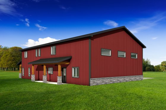 Exterior - Rear Elevation 1 for Barndominium House Plan #1084-12 - 3 bed, 2.5 bath