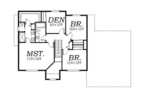 Floor Plan - Upper Floor for Traditional House Plan #130-125 - 3 bed, 2.5 bath