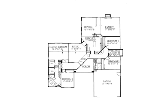 Floor Plan - Main Floor for Country House Plan #437-24 - 4 bed, 2 bath