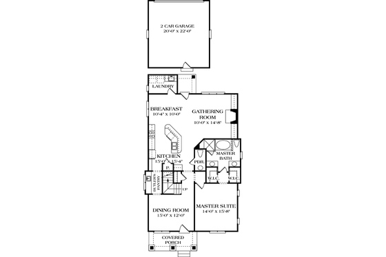 Floor Plan - Main Floor for Cottage House Plan #453-76 - 3 bed, 2.5 bath