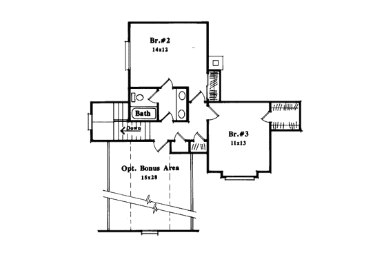 Floor Plan - Upper Floor for European House Plan #41-154 - 3 bed, 2.5 bath