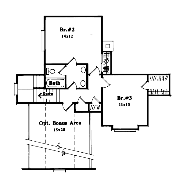 European Floor Plan - Upper Floor Plan #41-154