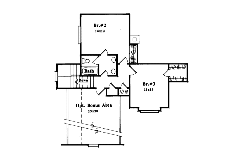 Architectural House Design - Floor Plan - Upper Floor for European House Plan #41-154 - 3 bed, 2.5 bath