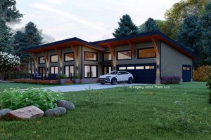 Modern Exterior - Front Elevation Plan #932-933