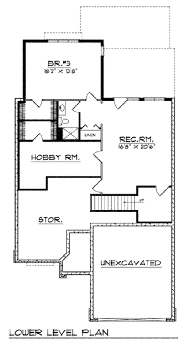 Architectural House Design - Ranch Floor Plan - Lower Floor Plan #70-774