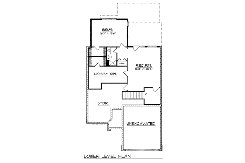 Home Plan - Floor Plan - Lower Floor for Ranch House Plan #70-774 - 3 bed, 3 bath