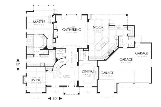 Floor Plan - Main Floor for European House Plan #48-618 - 4 bed, 3.5 bath