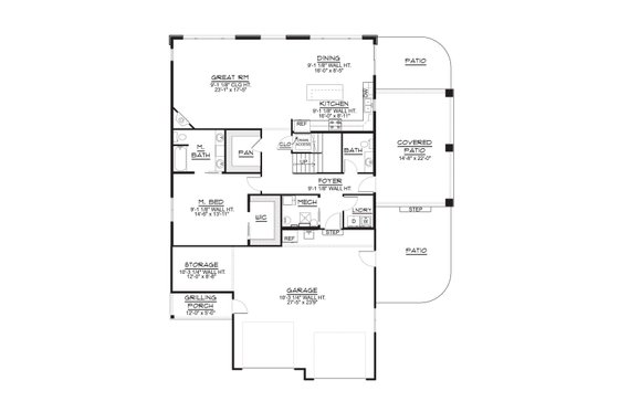 Floor Plan - Main Floor for Craftsman House Plan #1064-145 - 5 bed, 3.5 bath