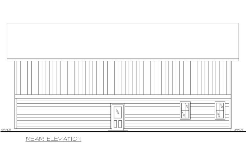 Architectural House Design - Exterior - Rear Elevation for Craftsman House Plan #117-984 - 1 bed, 1 bath