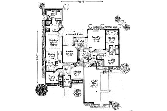 Floor Plan - Main Floor for European House Plan #310-544 - 4 bed, 3 bath